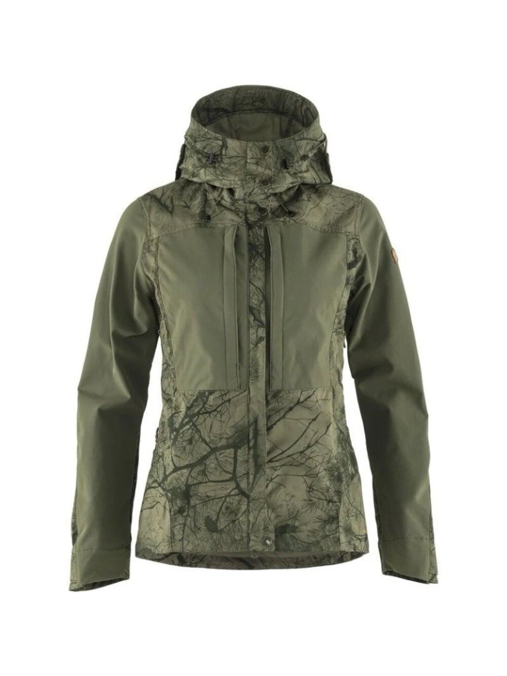 FJALLRAVEN Keb Jacket Womens Green Camo G-1000 Hooded Stretch Hiking Large